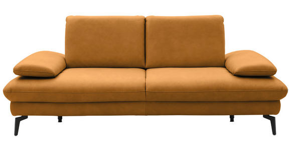 2,5-SITZER in Leder Currygelb - Currygelb/Schwarz, Design, Leder/Metall (212/86/94cm) - Dieter Knoll