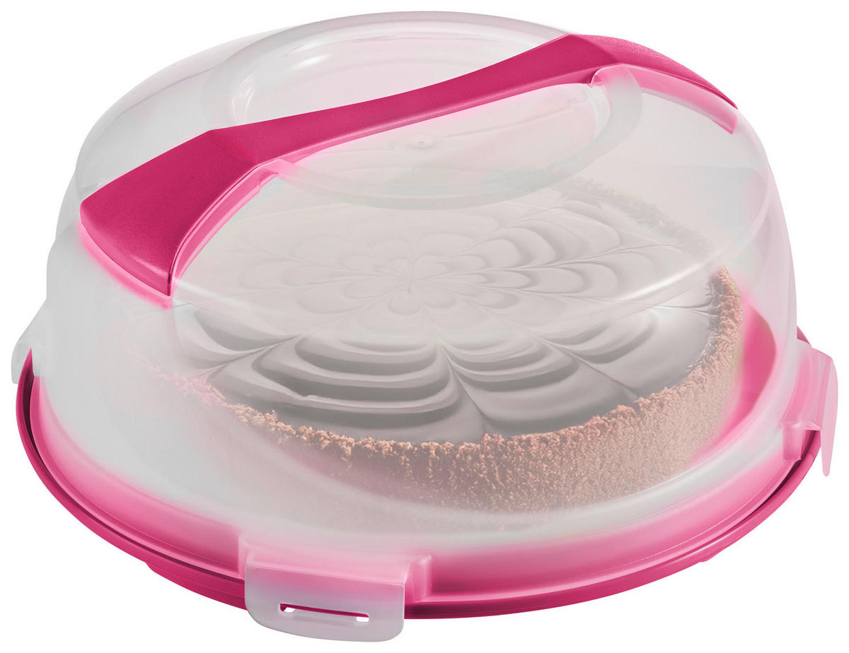 BOX NA PRENÁŠANIE MÚČNIKOV    - priehľadné/pink, Basics, plast (34,5/15,5cm) - Homeware Profession.