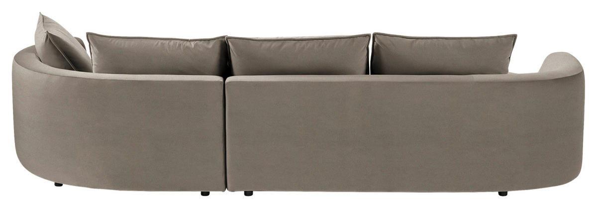 BIGSOFA in Samt Graubraun  - Graubraun/Schwarz, Design, Kunststoff/Textil (322/66/154cm) - home24