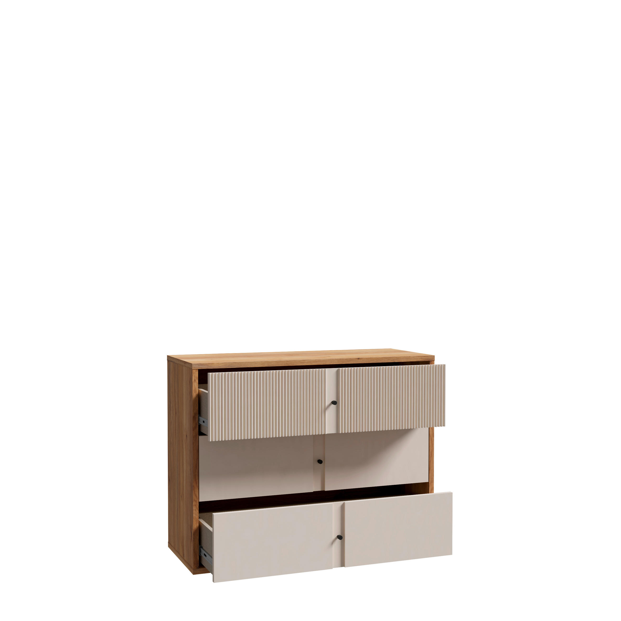 COMODĂ 104,8/83,1/42 cm  - culoare lemn stejar/nisipiu, Modern, plastic/metal (104,8/83,1/42cm) - Voleo
