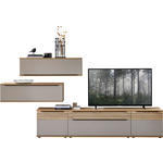 WOHNWAND  in Grau, Eichefarben  300/215/45 cm  - Eichefarben/Schwarz, KONVENTIONELL, Holzwerkstoff/Kunststoff (300/215/45cm) - Venda