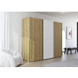 SCHWEBETÜRENSCHRANK 270/223/68 cm 3-türig Weiß, Eichefarben, Chromfarben  - Chromfarben/Eichefarben, Design, Glas/Holz (270/223/68cm) - Novel