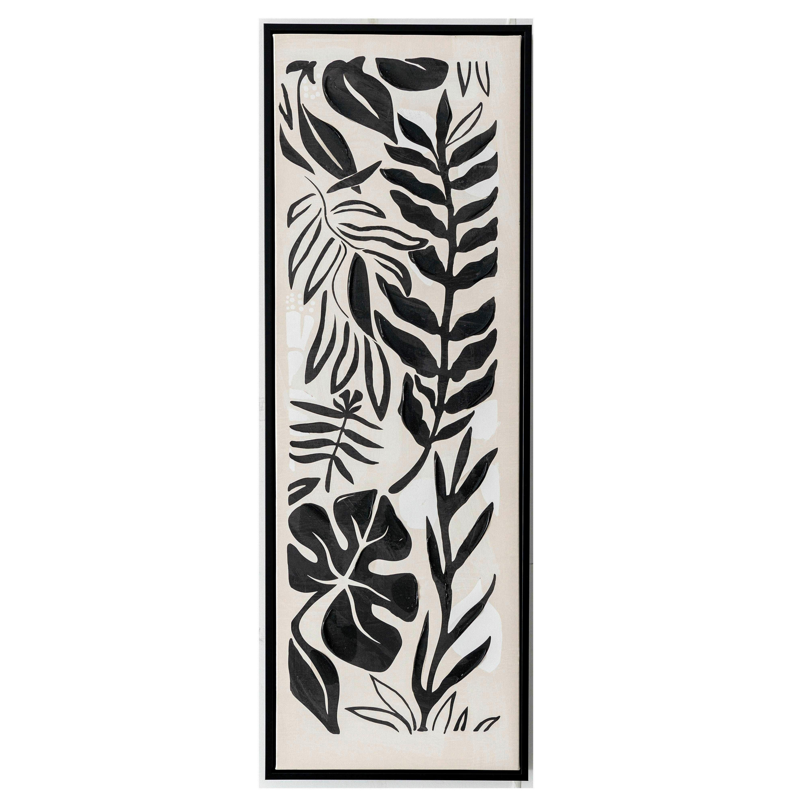 BILD Blätter 30/90 cm  - Schwarz, LIFESTYLE, Holz/Kunststoff (30/90cm) - Monee