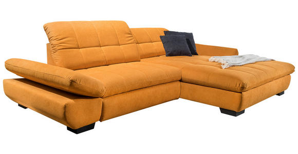 ECKSOFA in Mikrofaser Currygelb  290/198 cm  - Currygelb/Schwarz, Design, Textil/Metall (290/198cm) - Xora