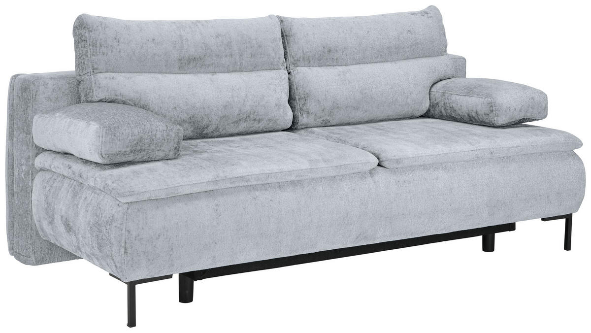BOXSPRINGSOFA Webstoff Hellgrau  - Hellgrau/Schwarz, Design, Textil/Metall (202/93/100cm) - Novel