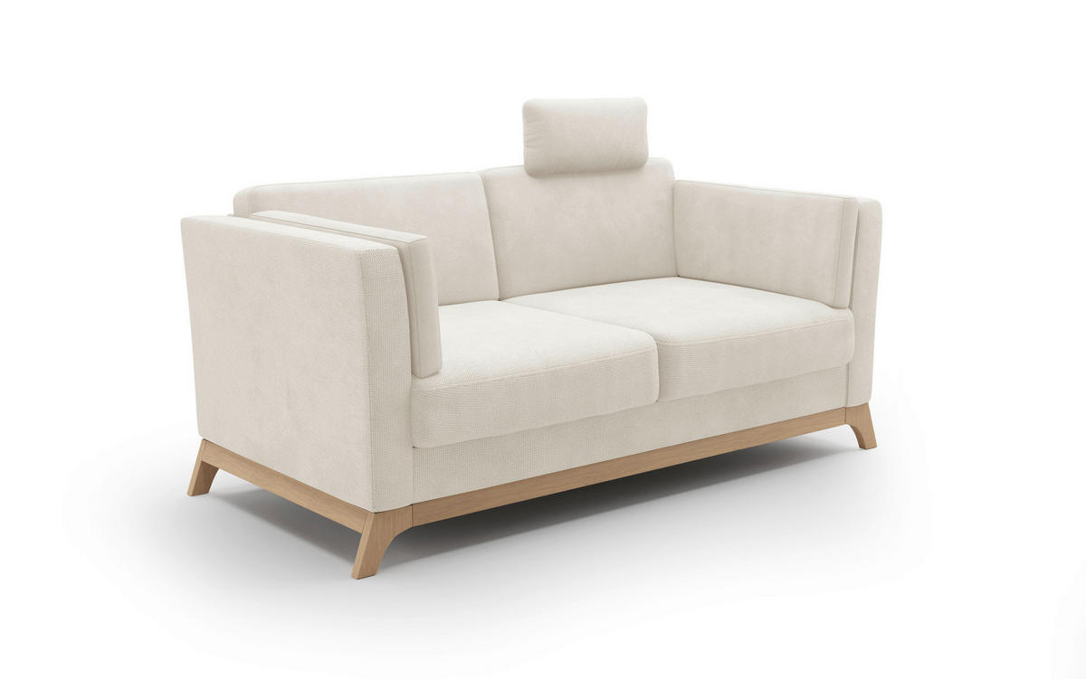 2,5-SITZER Flachgewebe Creme  - Eichefarben/Creme, KONVENTIONELL, Holz/Textil (183/84/93cm) - Sit & More