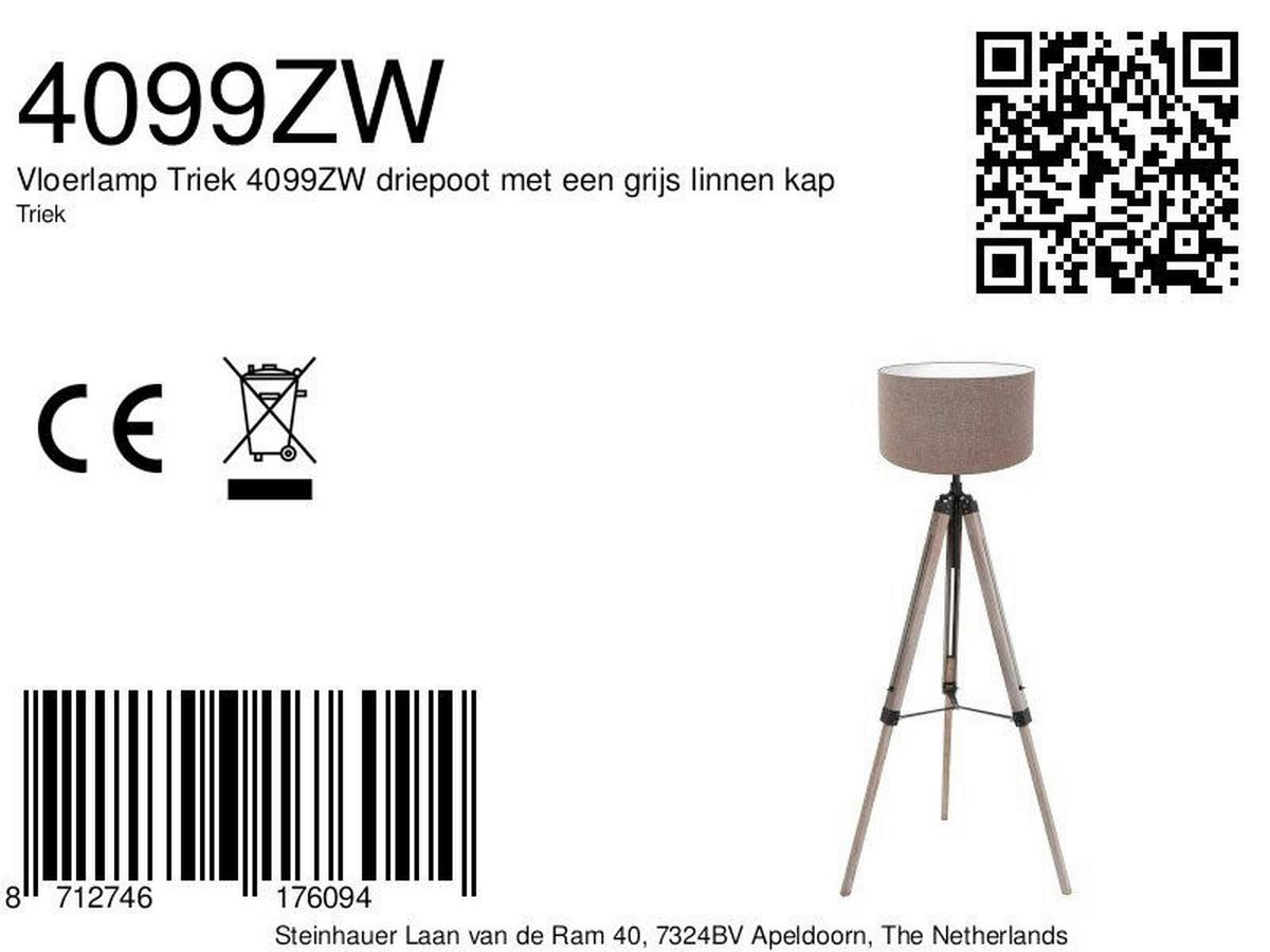 STEHLEUCHTE - Eiche grau/Grau, Trend, Naturmaterialien/Holz (75/170/75cm)