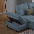 ECKSOFA in Bouclé Blau  - Blau/Schwarz, Design, Textil/Metall (220/250cm) - Xora