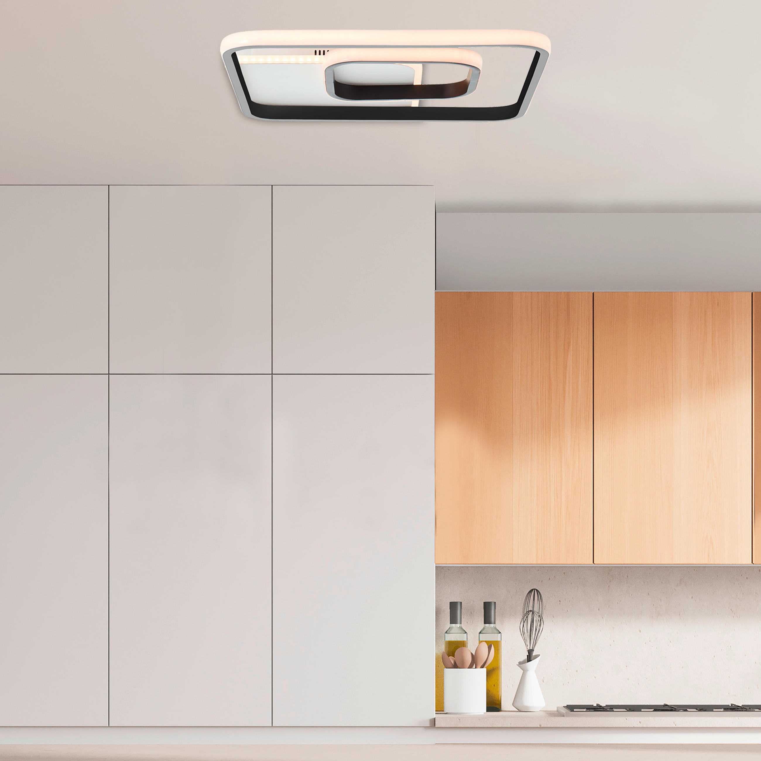 Thumbnail - Brilliant Led-Deckenleuchte Merapi, Schwarz, Weiß, Metall, Kunststoff, F, 40.4x5.6 cm, Lampen & Leuchten, Innenbeleuchtu...