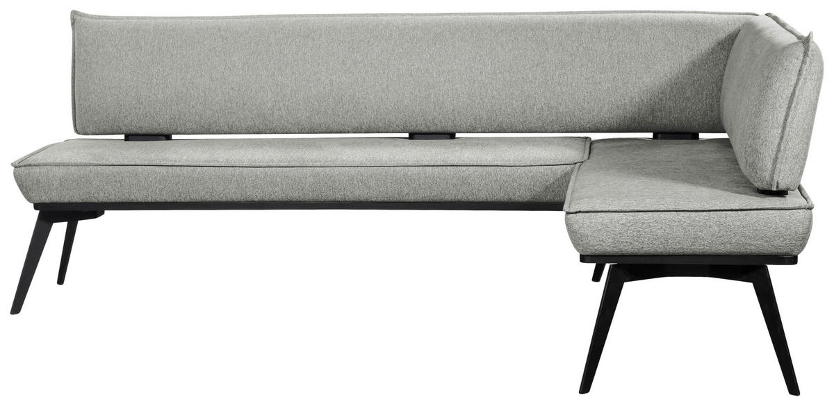 ECKBANK 235/165 cm Webstoff Schwarz, Hellgrau Buche massiv   - Hellgrau/Schwarz, Basics, Holz/Textil (235/165cm) - Carryhome