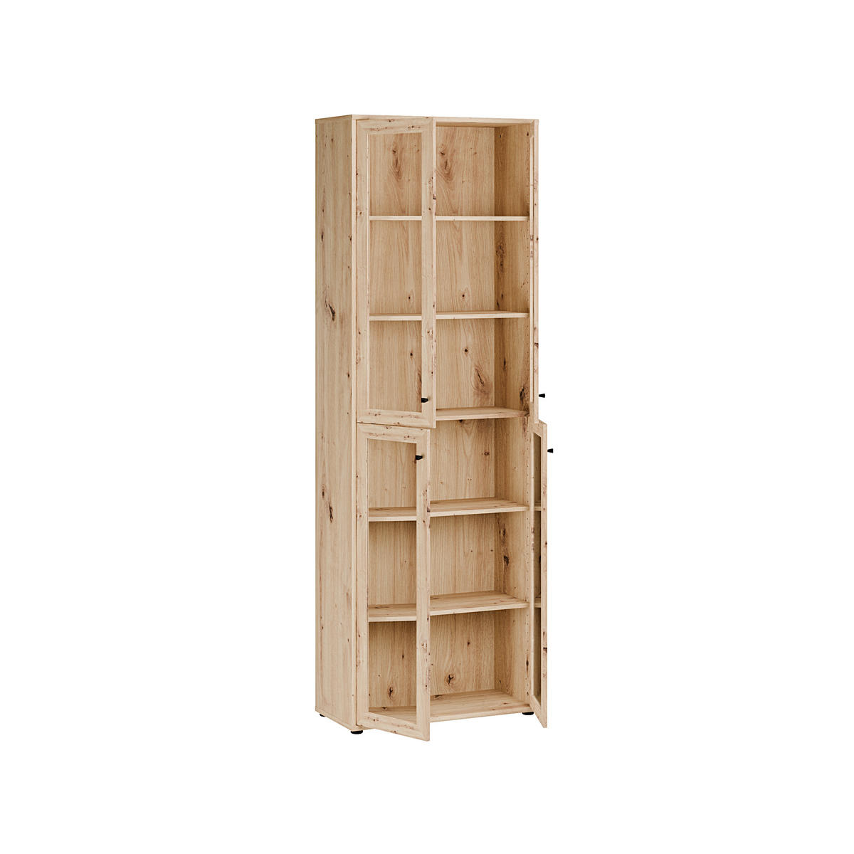 VITRINE  in Eiche Artisan  - Schwarz/Eiche Artisan, Design, Glas/Holzwerkstoff (73,7/216,7/34,8cm)