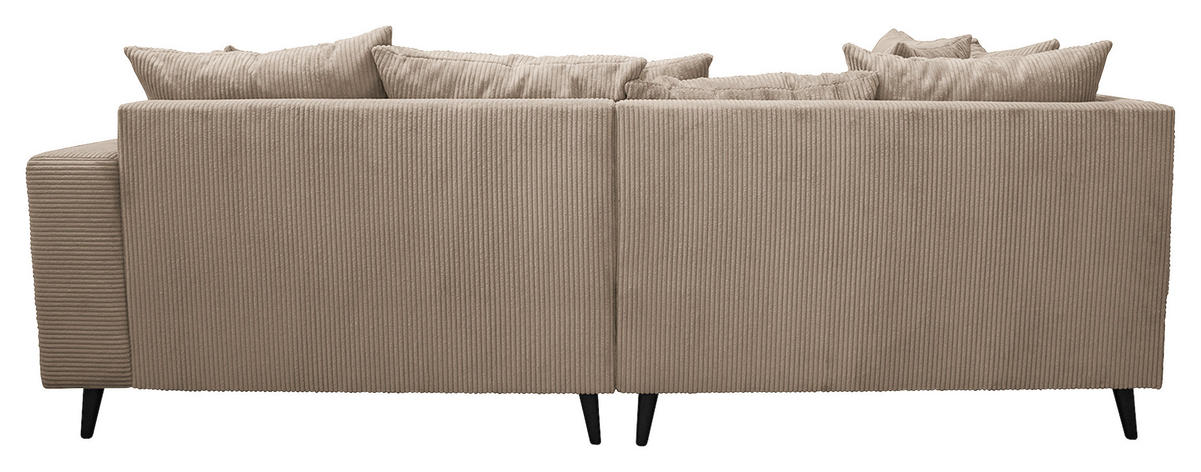 Ecksofa inkl. Hocker in Cord Hellbraun  - Hellbraun/Schwarz, Design, Holz/Textil (174/247cm) - MID.YOU