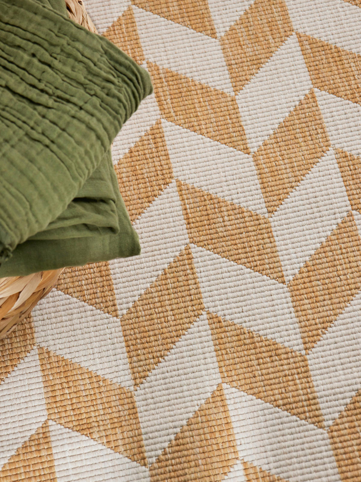 FLACHWEBETEPPICH 80/200 cm Haringey Weiß, Dunkelgelb  - Dunkelgelb/Weiß, Design, Kunststoff (80/200cm)