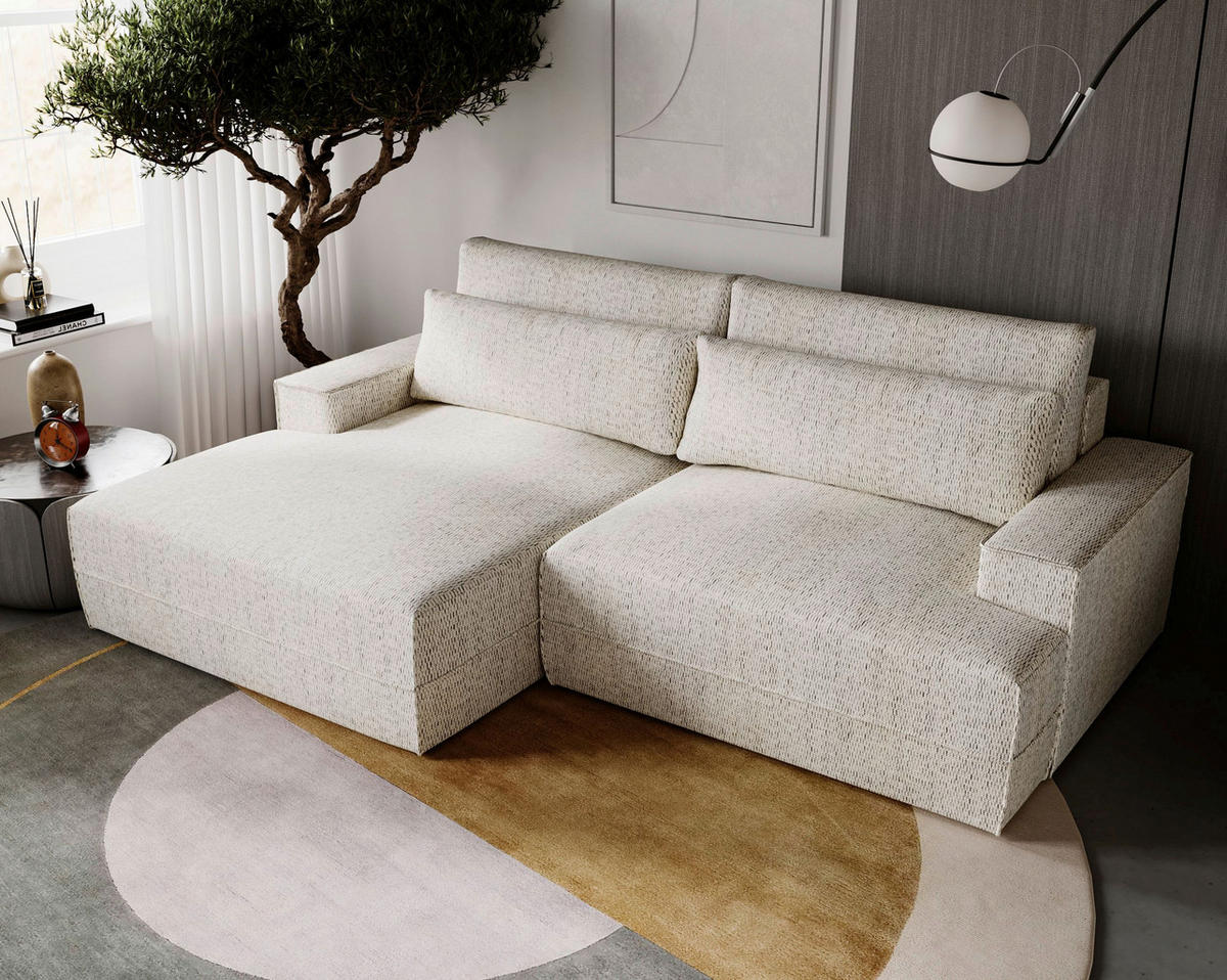ECKSOFA Struktur Beige  - Beige/Schwarz, Design, Kunststoff/Textil (156/272cm) - Livetastic