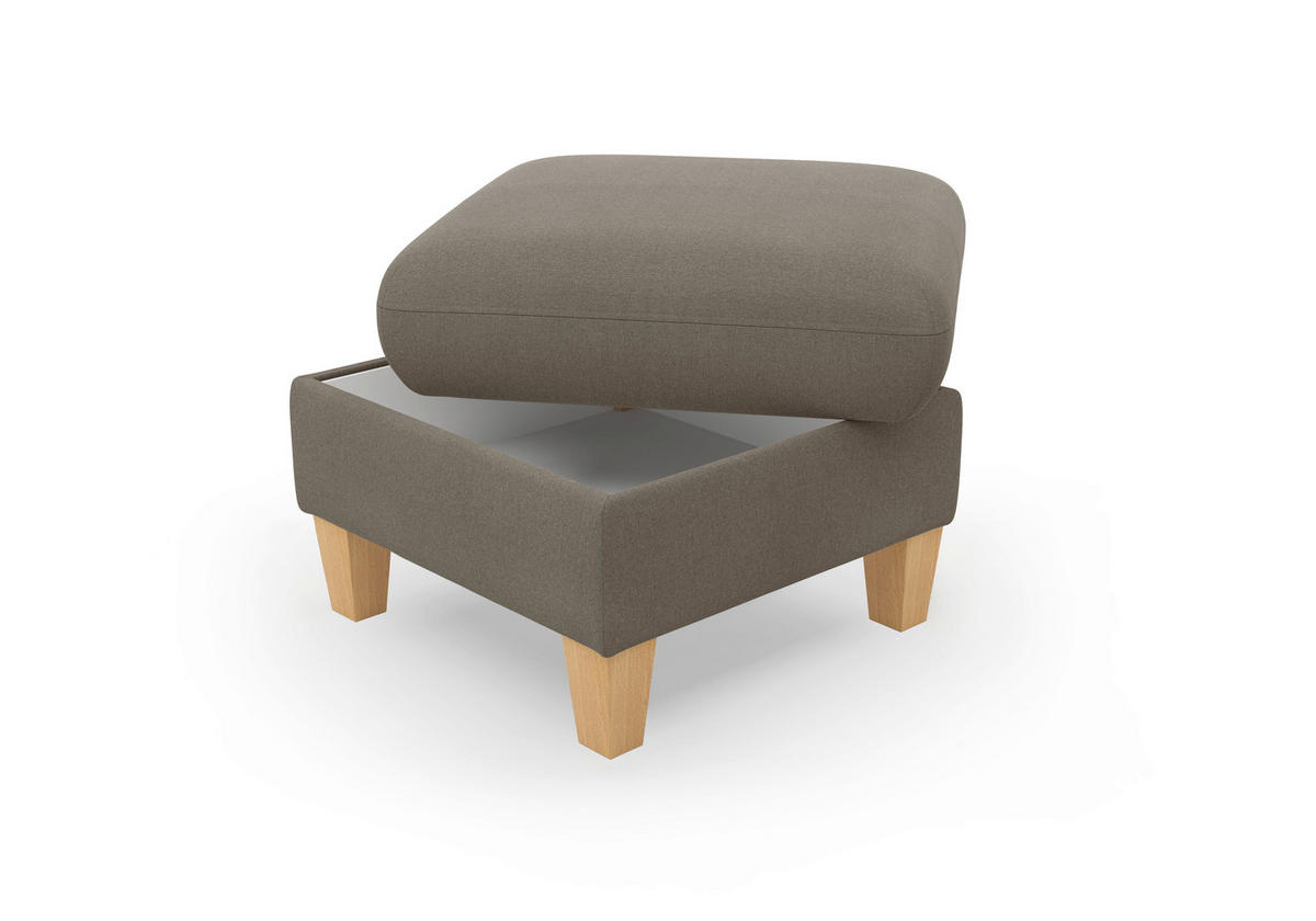 HOCKER Flachgewebe Schlammfarben  - Schlammfarben/Eichefarben, KONVENTIONELL, Holz/Textil (58/47/58cm) - Sit & More