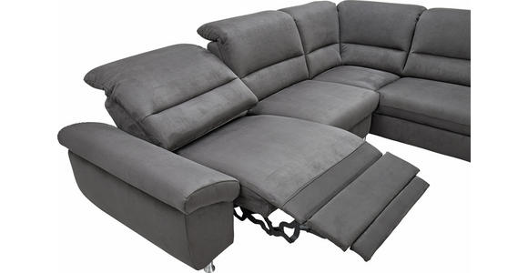 ECKSOFA Anthrazit Mikrofaser  - Anthrazit/Silberfarben, KONVENTIONELL, Textil/Metall (200/275cm) - Cantus