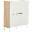 HIGHBOARD Weiß, Eiche Artisan Einlegeböden  - Eiche Artisan/Weiß, Design, Holzwerkstoff/Metall (110/124/40cm) - Carryhome