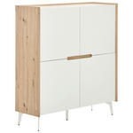 HIGHBOARD Weiß, Eiche Artisan Einlegeböden  - Eiche Artisan/Weiß, Design, Holzwerkstoff/Metall (110/124/40cm) - Carryhome