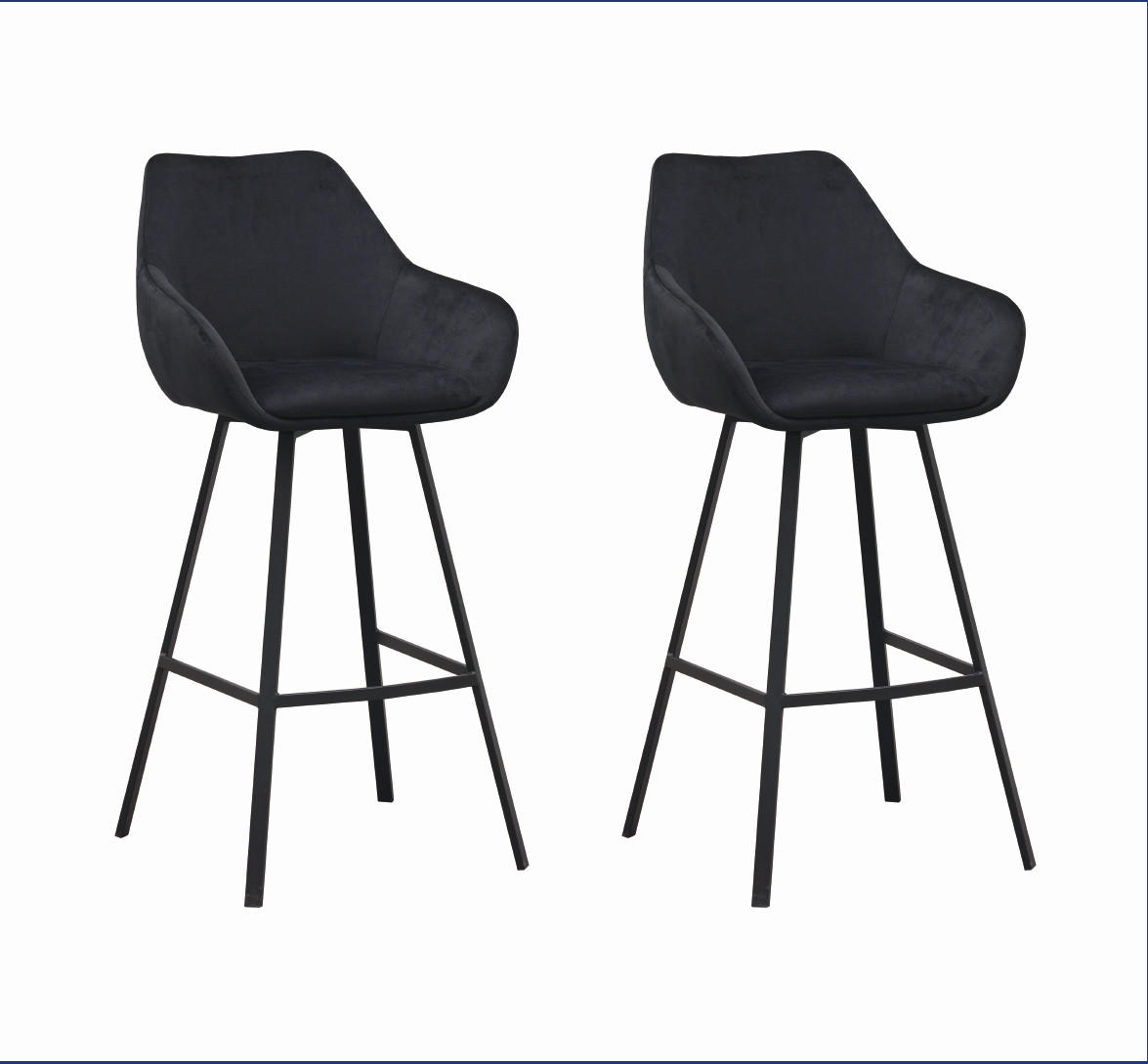 SADA BAROVÝCH ŽIDLÍ 2 kusy - černá, Moderní, kov/textil (55cm) - MID.YOU