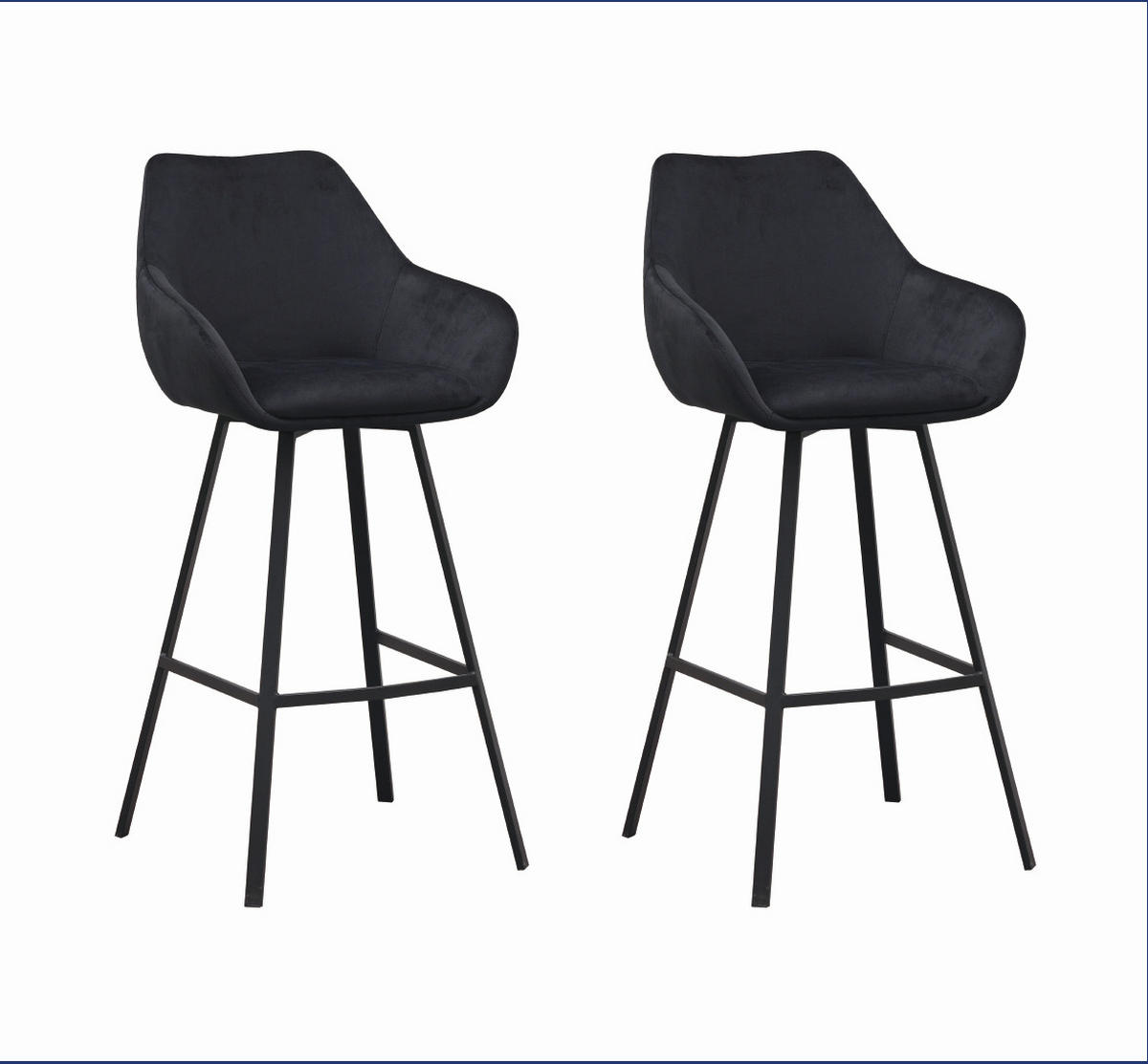 BARHOCKER-SET in Schwarz  - Schwarz, MODERN, Textil/Metall (55cm) - MID.YOU