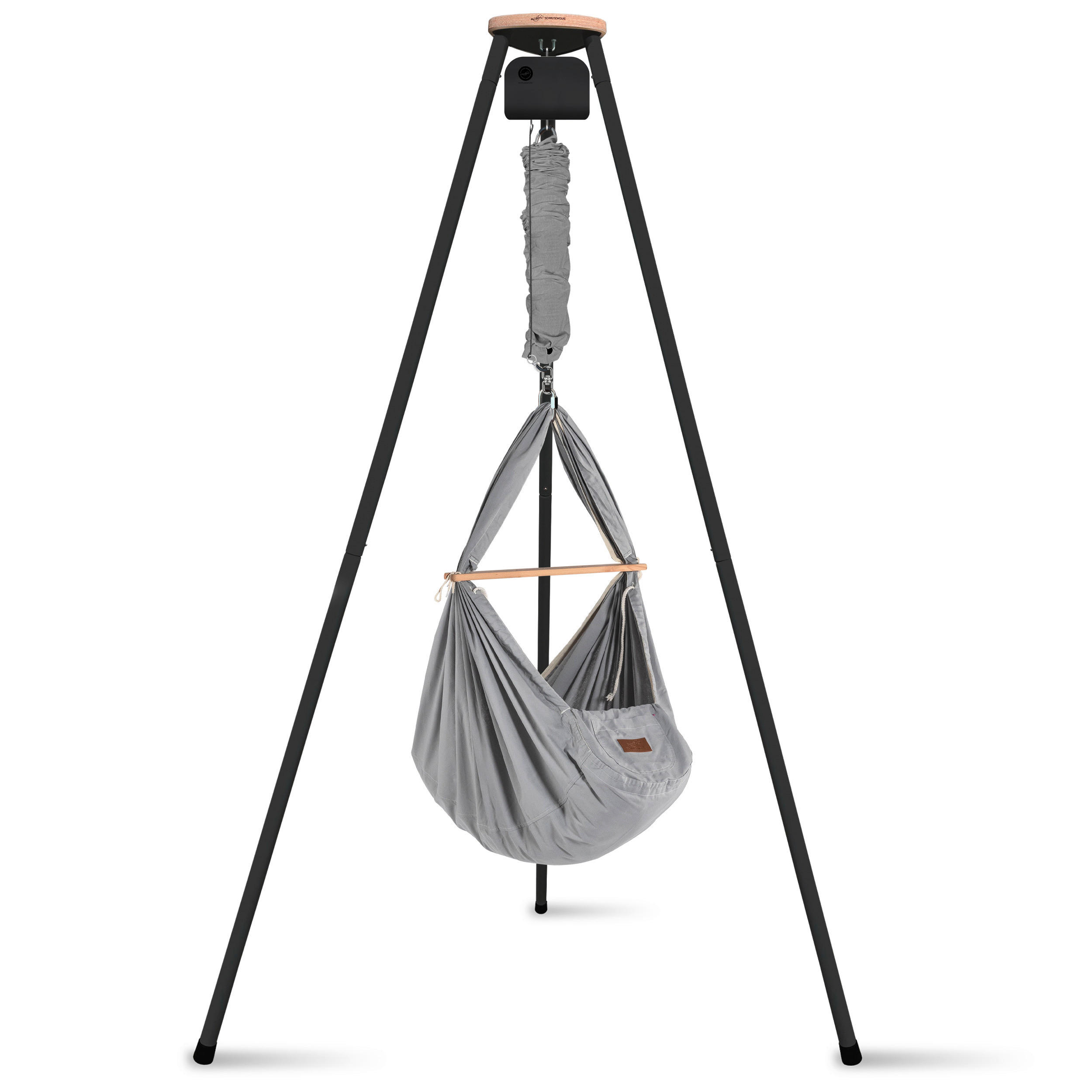 FEDERWIEGE Set inkl. Tipi-Gestell und Motor  Grau, Anthrazit  - Anthrazit/Grau, Basics, Kunststoff/Textil (135/194/135cm) - SCHMUSEWOLKE