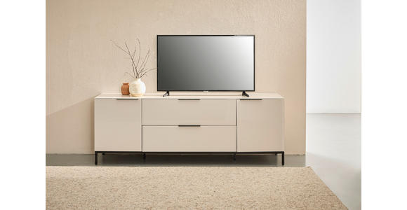 LOWBOARD  in 180/54.7/42 cm  - Kaschmir/Schwarz, Design, Glas/Holzwerkstoff (180/54.7/42cm) - Novel