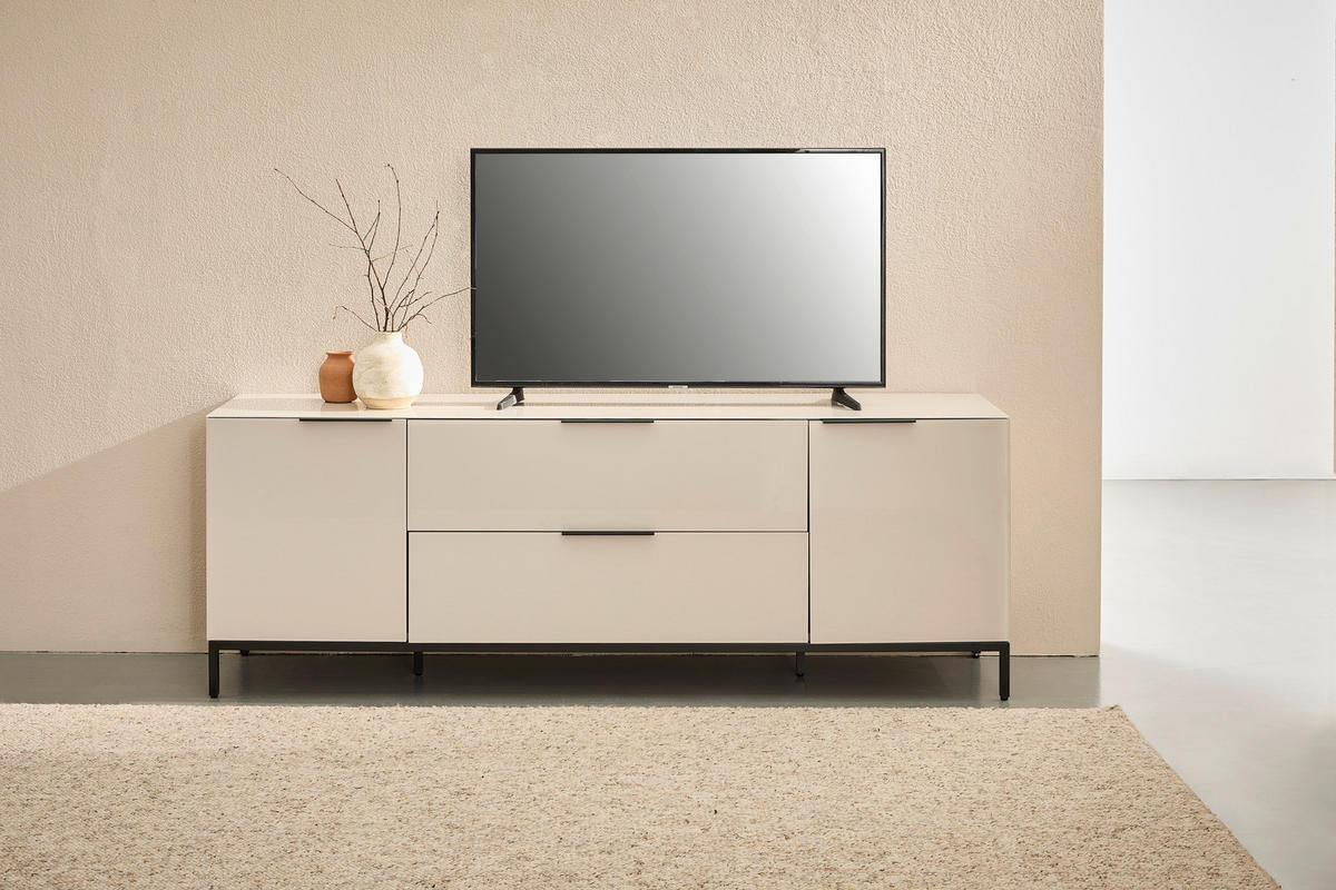 LOWBOARD  in 180/54.7/42 cm  - Kaschmir/Schwarz, Design, Glas/Holzwerkstoff (180/54.7/42cm) - Novel