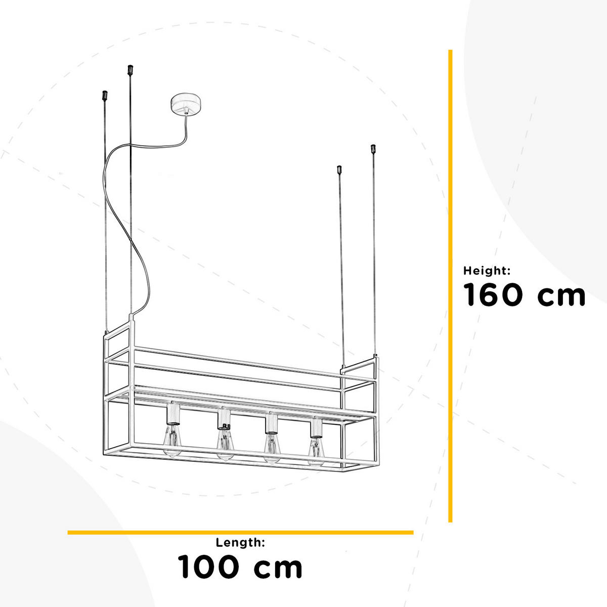 HÄNGELEUCHTE 5054 JEFFER 100/20/160 cm   - Weiß Hochglanz, Basics, Metall (100/20/160cm)