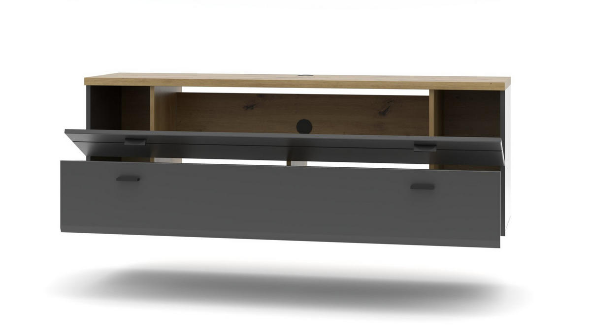 LOWBOARD  in 150/53/40 cm  - Anthrazit/Graphitfarben, Design, Holzwerkstoff/Metall (150/53/40cm) - MID.YOU