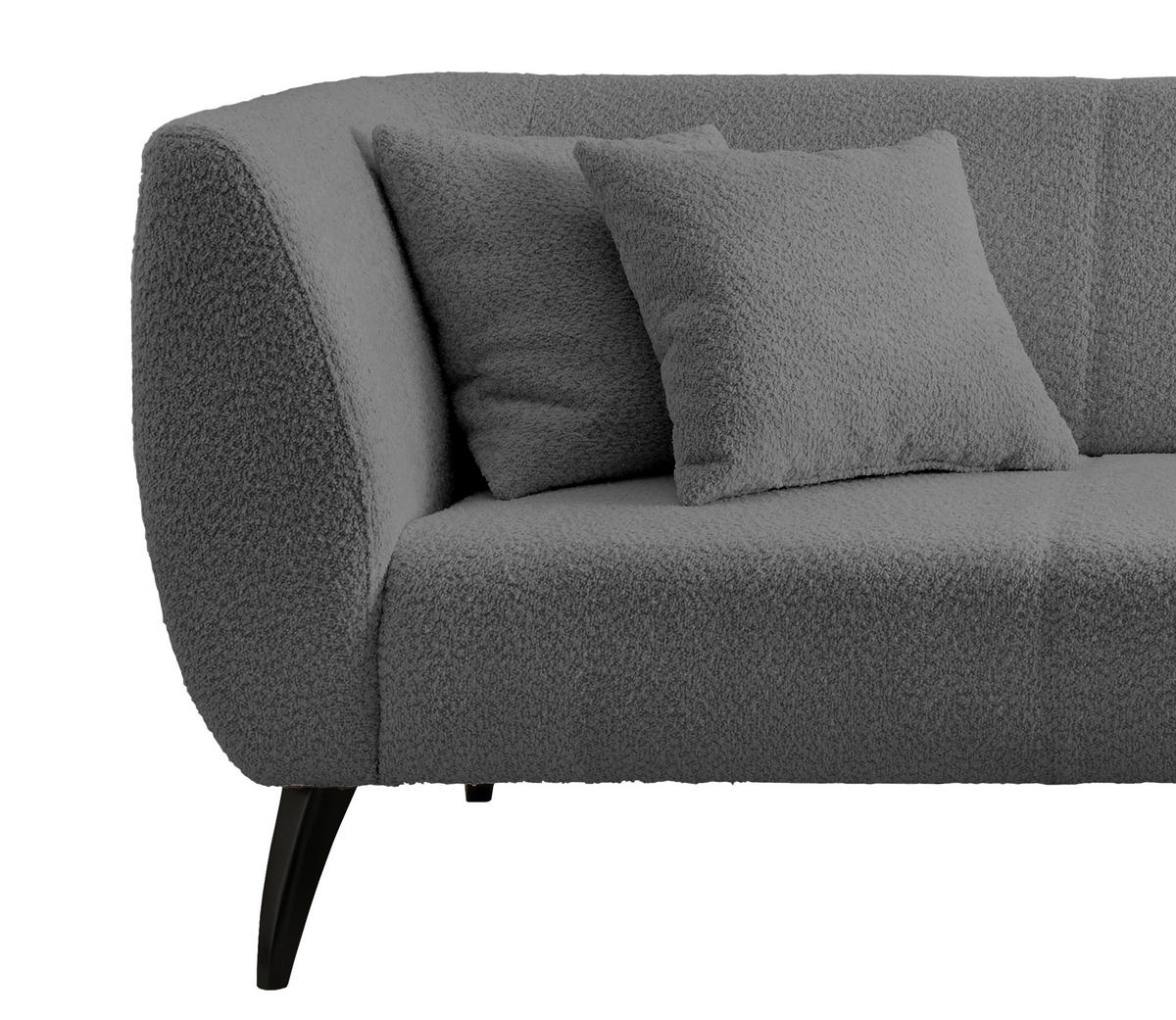 ECKSOFA Anthrazit Bouclé  - Anthrazit/Schwarz, MODERN, Holz/Textil (264/160cm) - MID.YOU