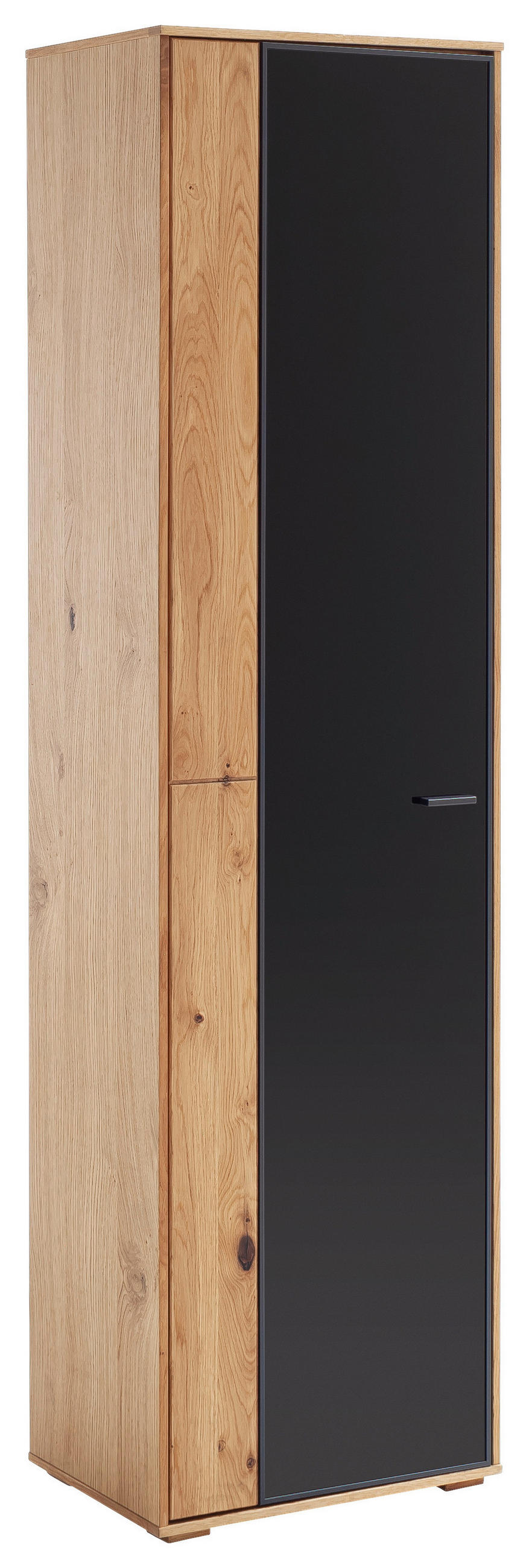 VITRINE in furniert, massiv Balkeneiche Anthrazit, Eichefarben  - Eichefarben/Anthrazit, Natur, Glas/Holz (52/190/37cm) - Linea Natura