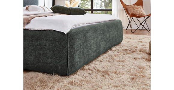 POLSTERBETT 180/200 cm,  in Grün, Bettkasten, Lattenroste,  - Birkefarben/Buchefarben, Design, Holz/Textil (180/200cm) - Xora
