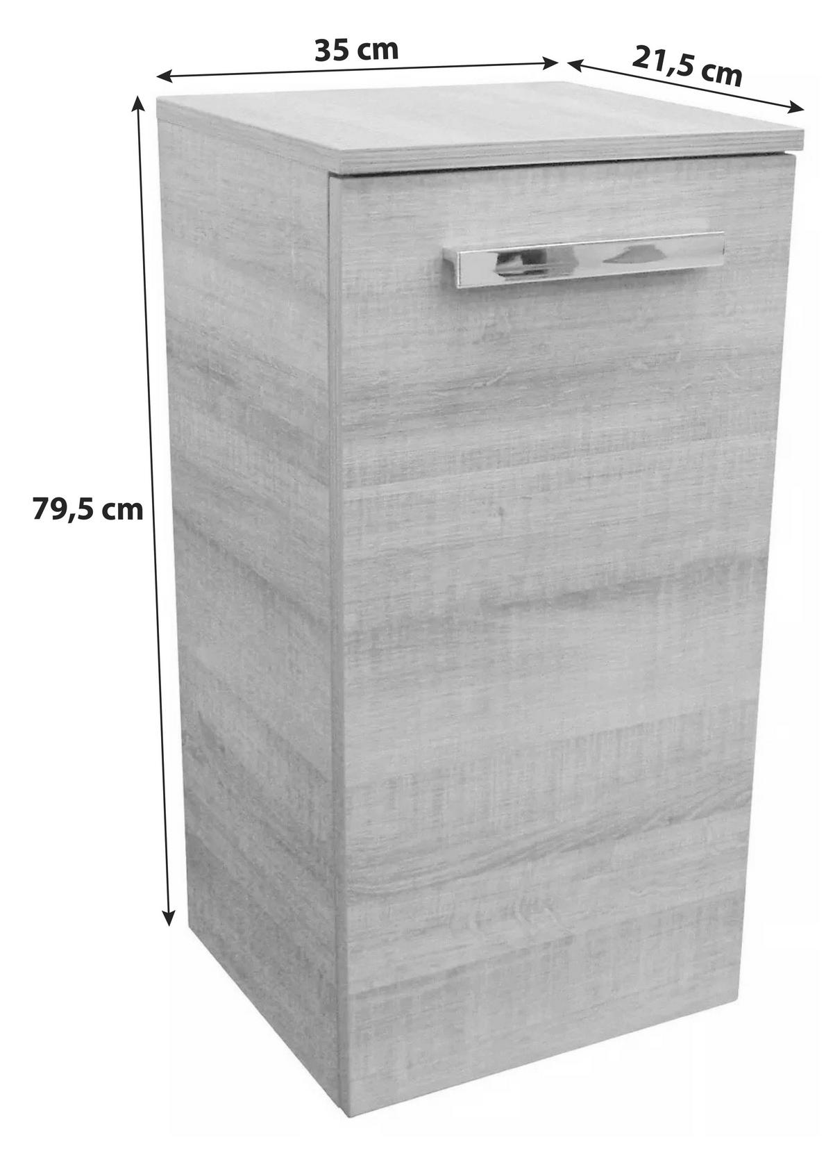 UNTERSCHRANK 35/69/32 cm   - Eichefarben/Silberfarben, MODERN, Glas/Holzwerkstoff (35/69/32cm) - MID.YOU