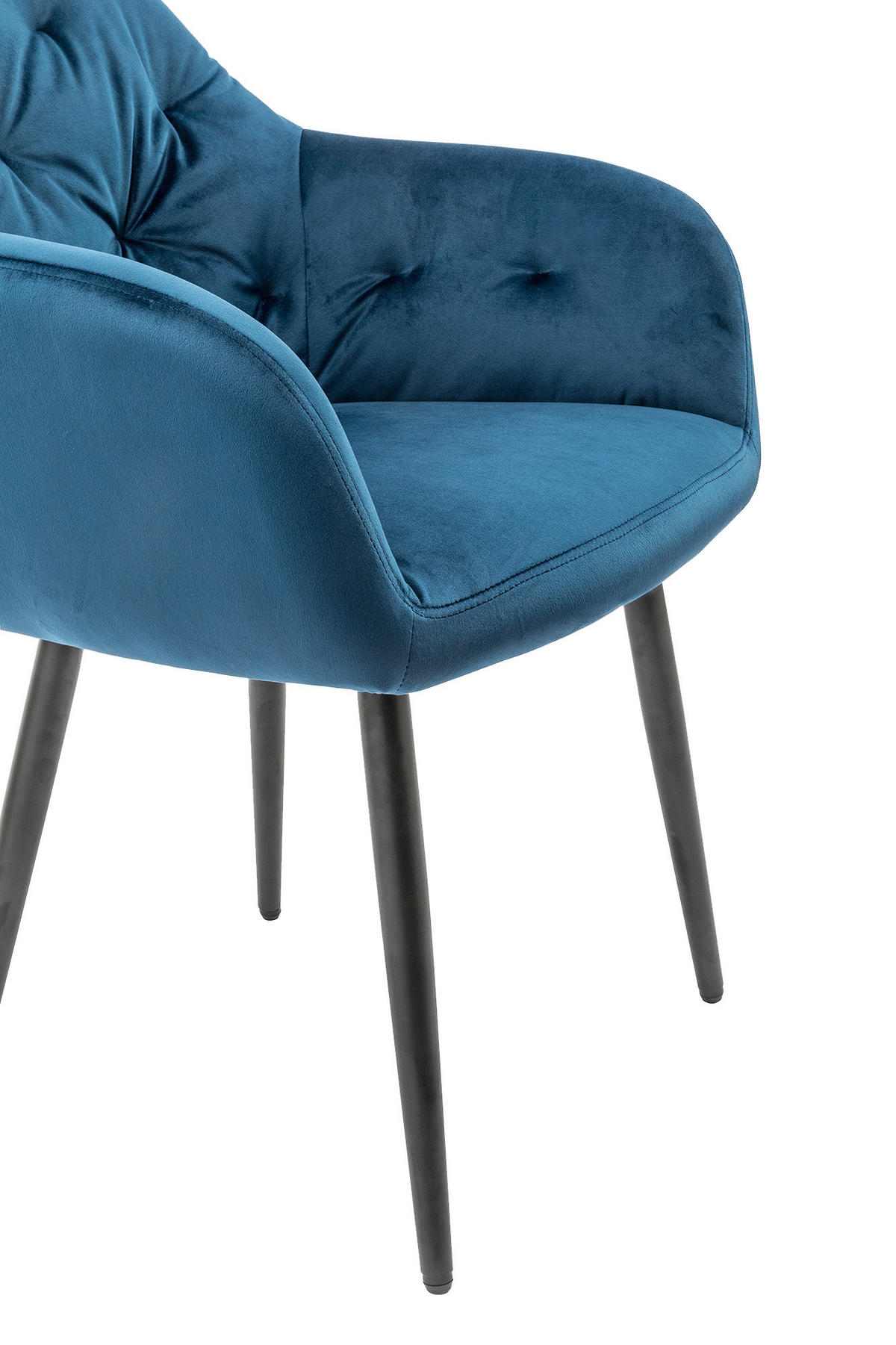 ARMLEHNSTUHL  in Samt  - Blau/Schwarz, MODERN, Textil/Metall (61/85/45cm) - Livetastic