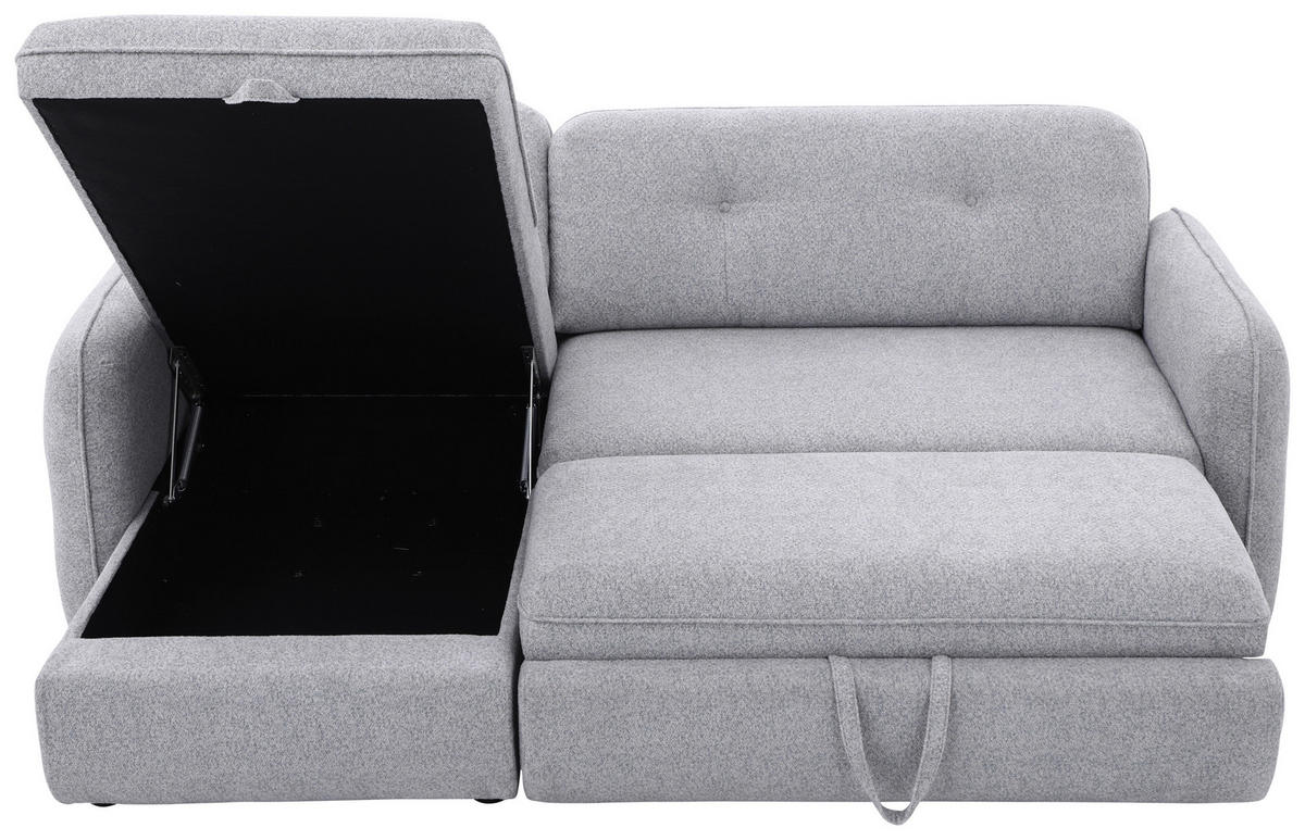 ECKSOFA Hellgrau Chenille  - Hellgrau/Schwarz, Design, Kunststoff/Textil (154/221cm) - Carryhome