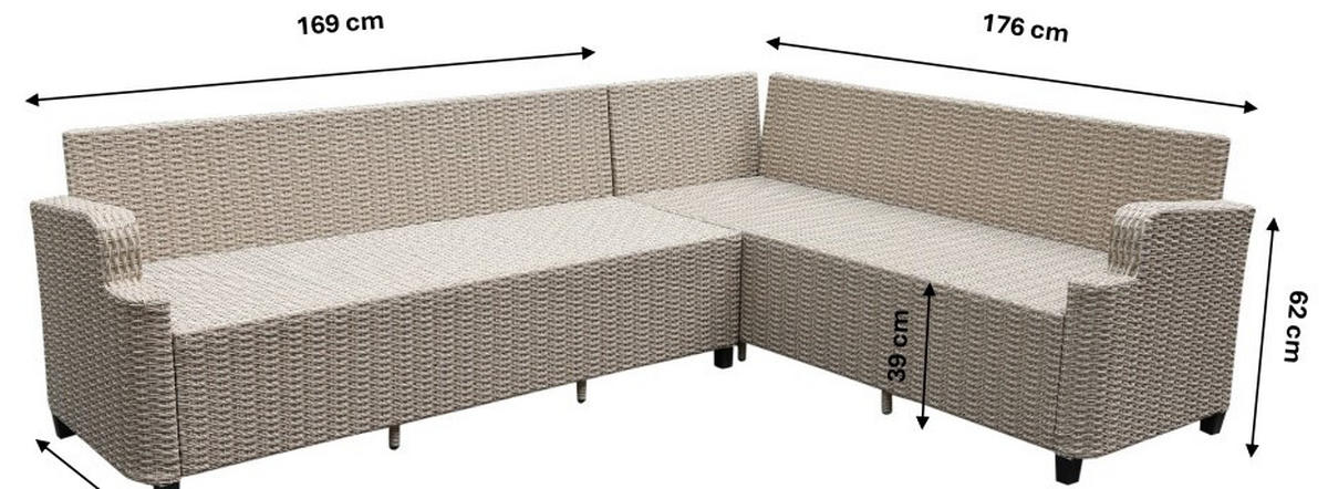 LOUNGE ÉTKEZŐGARNITÚRA    - bézs, Konventionell, fém (233/176cm) - Ambia Garden