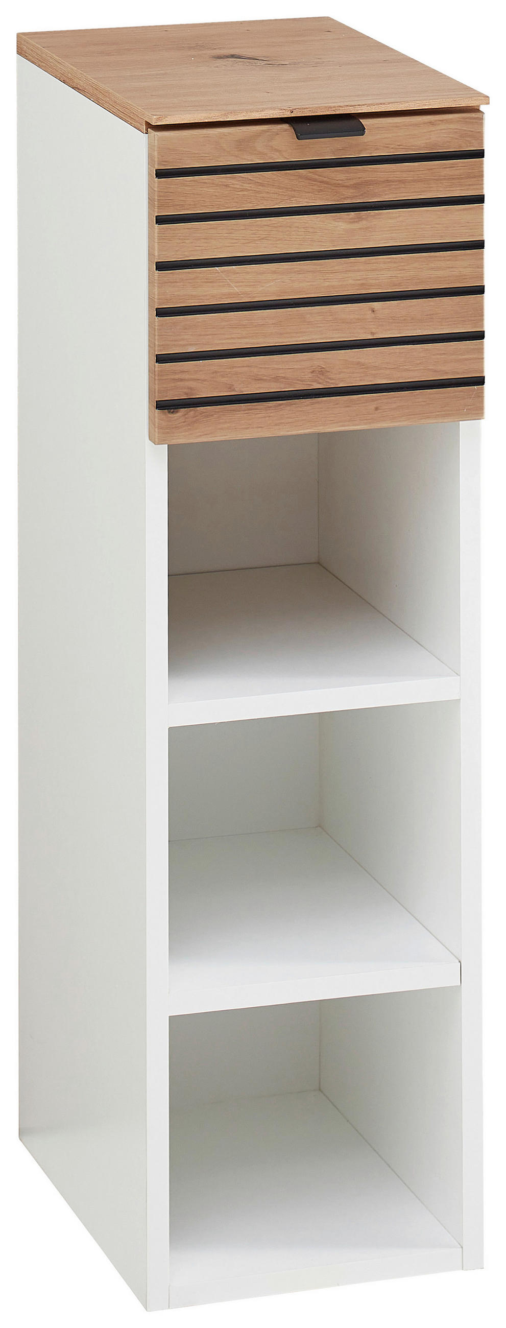 ZÁVĚSNÁ SKŘÍŇKA, bílá, dub artisan, 25/84/37 cm - bílá/černá, Moderní, kov/kompozitní dřevo (25/84/37cm) - Voleo