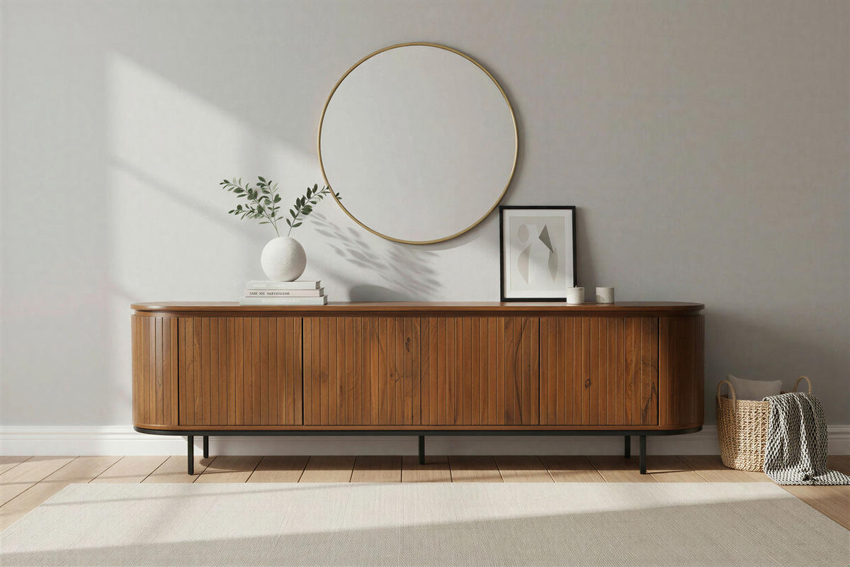 LOWBOARD  210/56/43 cm   - Schwarz/Naturfarben, Design, Holz/Metall (210/56/43cm) - MID.YOU