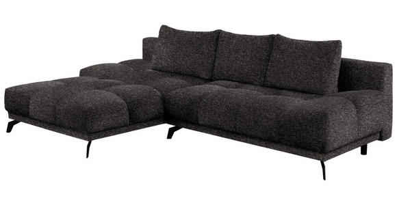 ECKSOFA in Chenille Anthrazit  - Anthrazit/Schwarz, MODERN, Textil/Metall (182/290cm) - Hom`in