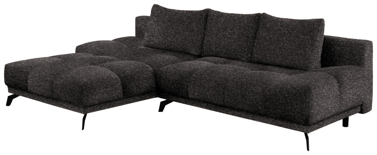ECKSOFA Anthrazit Chenille  - Anthrazit/Schwarz, MODERN, Textil/Metall (182/290cm) - Hom`in
