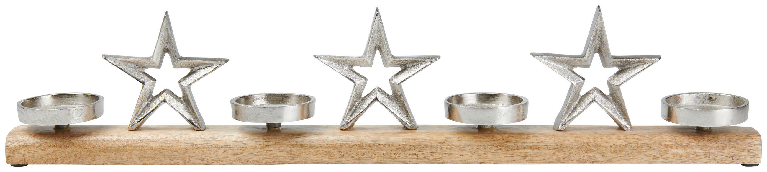 KERZENHALTER - Silberfarben/Naturfarben, LIFESTYLE, Holz/Metall (59/5,5/11,5cm) - X-Mas