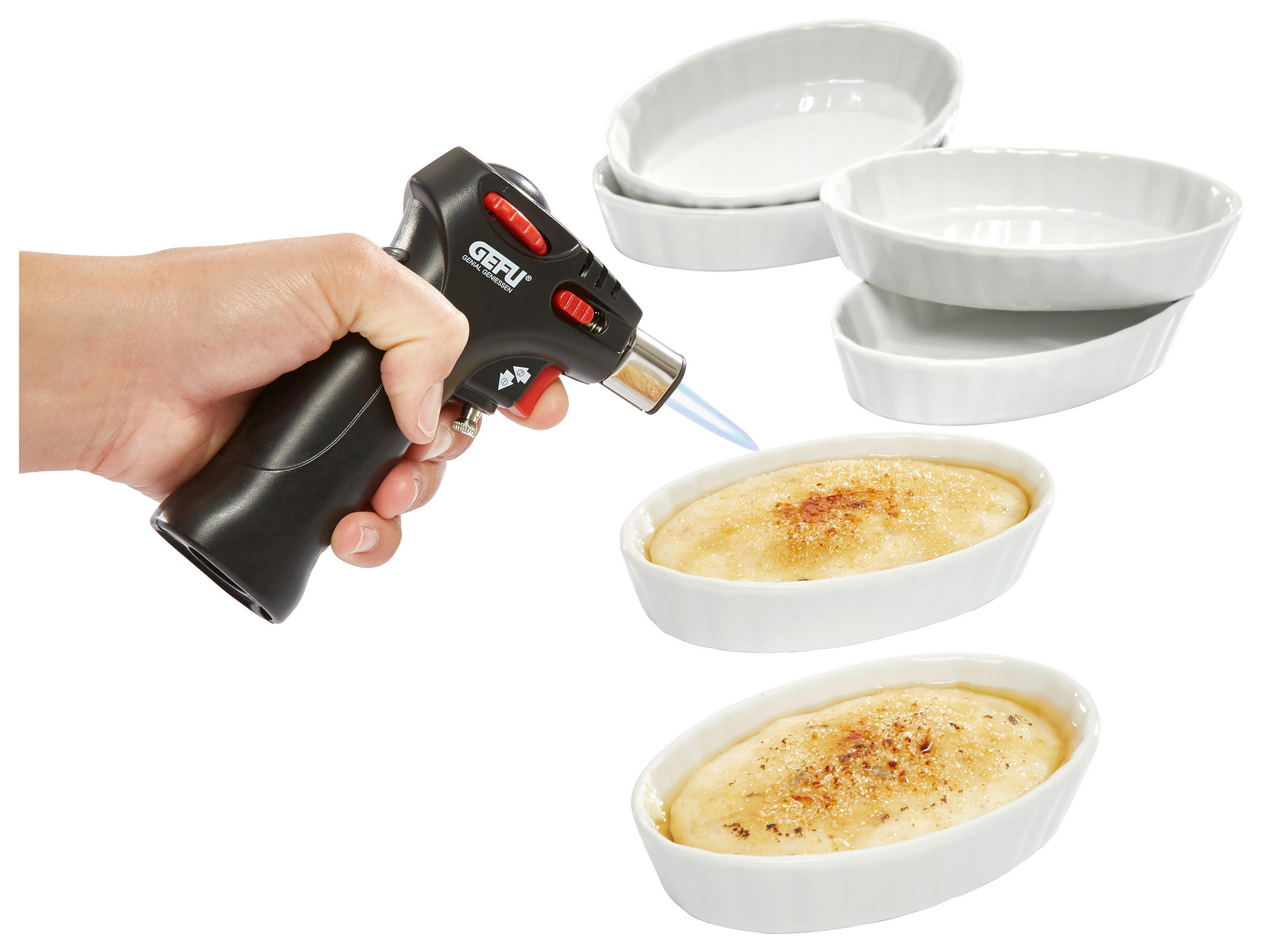 CRÈME-BRULÉE-SET   - Schwarz/Weiß, Basics, Keramik/Metall - Gefu