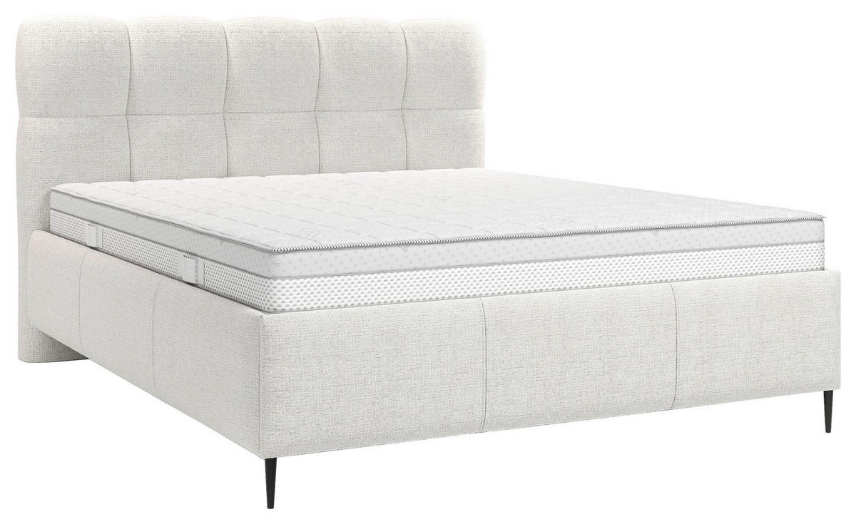 POLSTERBETT 200/200 cm, inkl. gepolstertes Kopfteil, Lattenrost,  in Naturfarben  - Schwarz/Bronzefarben, Design, Holz/Textil (200/200cm) - Boxxx