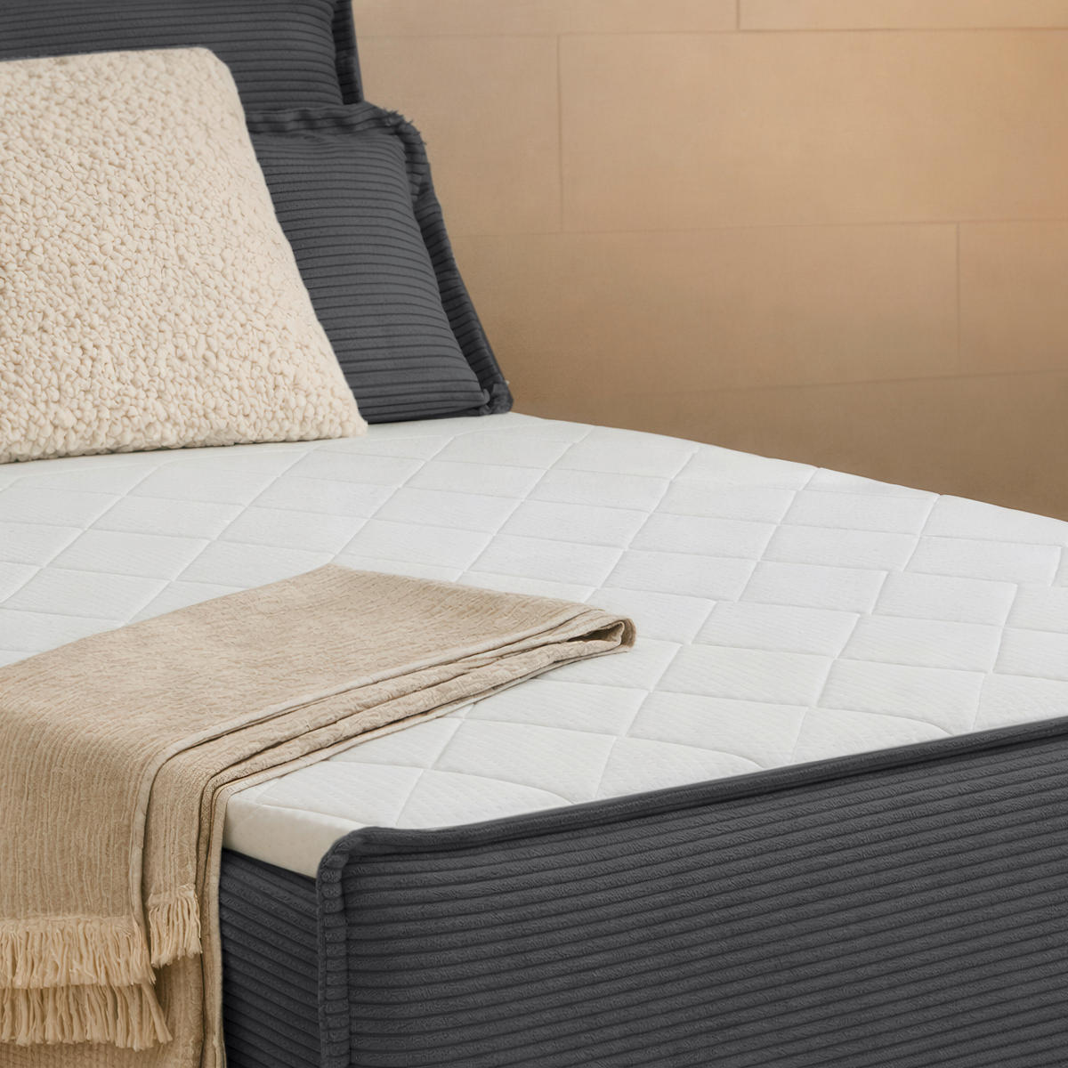 BOXBETT 120/200 cm,  in Anthrazit, Kissen, Bettkasten, Topper, H3 = fest  - Anthrazit/Schwarz, Design, Kunststoff/Textil (120/200cm) - Chameo
