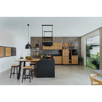 EINBAUKÜCHE   - Eichefarben/Dunkelgrau, Natur, Glas/Holz - Walden