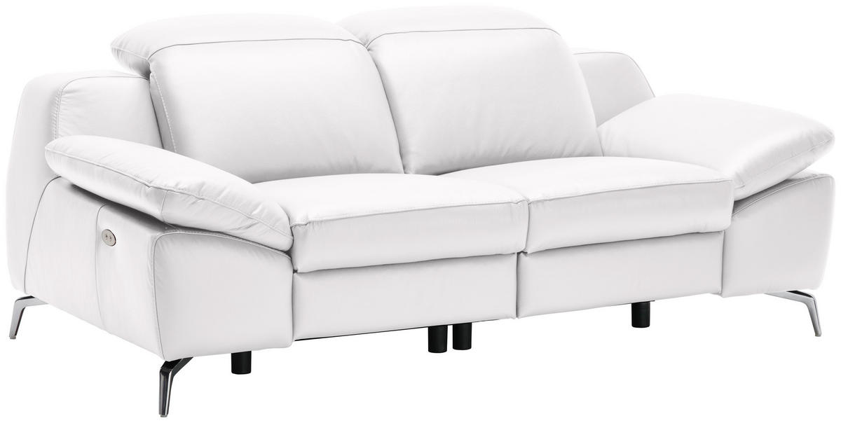 KÉTÜLÉSES KANAPÉ bőr fehér  - krómszínű/fekete, Design, műanyag/bőr (194/83-99/110cm) - Celina Home
