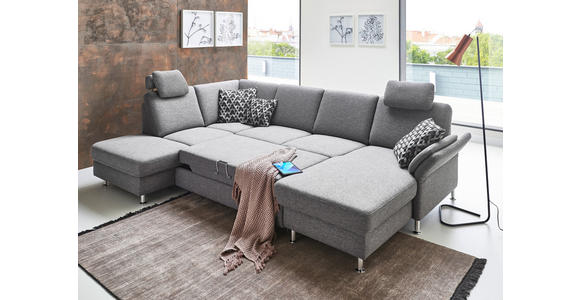 WOHNLANDSCHAFT in Flachgewebe Dunkelblau - Chromfarben/Dunkelblau, KONVENTIONELL, Textil/Metall (200/305/168cm) - Voleo