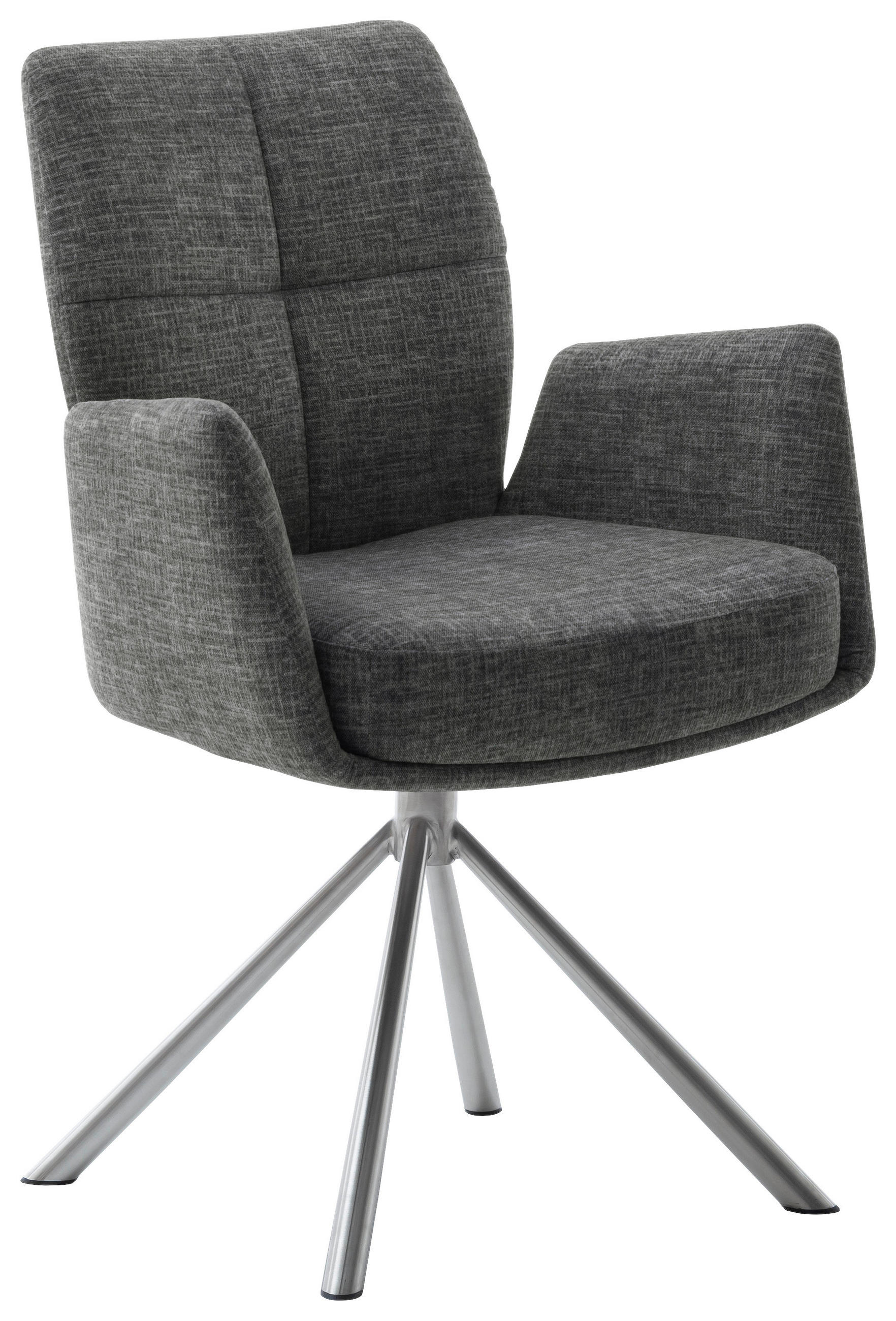 ARMLEHNSTUHL Edelstahl Flachgewebe  - Edelstahlfarben/Anthrazit, Design, Textil/Metall (60/87/61cm) - Novel