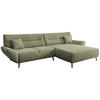 ECKSOFA in Chenille Grün  - Wildeiche/Grün, Modern, Holz/Textil (290/166cm) - MID.YOU