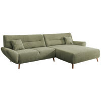 ECKSOFA in Chenille Grün  - Wildeiche/Grün, Modern, Holz/Textil (290/166cm) - MID.YOU